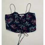 Likely Alias Floral Print Ruched Crop Top Tank Top Cerulean Blue Detail Large Photo 12