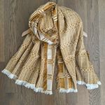 Madewell Wool Blend Fringe Detailed Geometric Scarf Wrap in Mustard Yellow Cream Photo 0