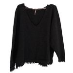Free People  Irresistible Fringe black‎ brown wool sweater women’s size M Photo 0