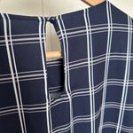 ECI  New York Womens Navy Blue and White Plaid Longsleeve Midi Shift Dress size 4 Photo 5