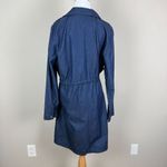 1 Sunset Lane Jacket Womens Large Blue Chambray Duster Draped Open Front Cinched Photo 3