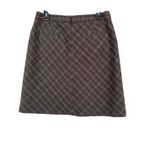 Nine West Plaid A-Line Skirt Brown Check Wool Blend Preppy Office Wear sz 10 Photo 4