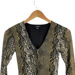 AFRM Womens Size XS Jane Mesh Sleeve Thong Bodysuit in Olive Snakeskin Print Photo 5