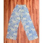 Roxy Floral Print Wide Leg Palazzo Pants Blue Yellow Elastic Waist Casual XS Photo 2