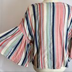 Susina Wide Sleeve‎ Blouse Striped Pink Blue Relaxed Fit V Photo 6
