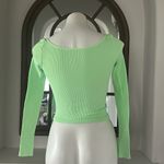 Free People Meg Rib Long Sleeve Cropped Top, Light Green, Size M/L New w/o Tag Photo 2