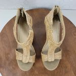 Kenneth Cole Reaction Womens Live It Up Sandals 6.5 Cream Woven Straw Wedge Heel Tan Photo 2