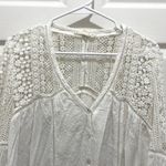 Lovestitch  White Boho Floral Crochet Bell Sleeve Peasant Top Photo 2