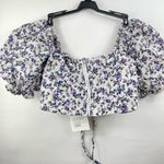 70/21 Off-Shoulder Floral Print Puff Sleeve Crop Top Size XS NEW Photo 3