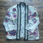 ZARA TRF Collection Women’s Ivory Floral Embroidered Cardigan Kimono Size L/XL Photo 0