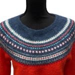 Gap Maternity Circular Fair Isle Holly Berry Sweater Sz Large Mohair Wool Blend Photo 1