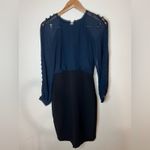 Badgley Mischka  dark blue black long sleeve sheath dress 2 Photo 1