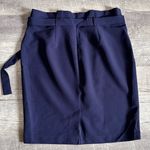 Liz Claiborne  Tie Belt A Line Skirt Womens 16 Navy Blue Paperbag Waist Career Photo 4