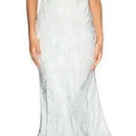 Lulus  Off Shoulder Floral Jacquard Dress Sweetheart Neckline Flutter Sleeve M Photo 0