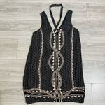 Free People  Bohemian Black Cream Patterned Comb Bubble Diamond Snake Dress Sz S Photo 8