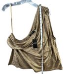 Ralph Lauren Lauren Top XXL Brown Gold Foil Metallic Off Shoulder Glam Goddess Photo 8