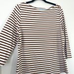 J. McLaughlin $148 Striped Wavesong Striped Top 3/4 Sleeve Brown White Size XL Photo 2