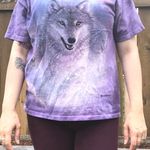 The Mountain Purple Tie Dye Wolf Tee  Photo 0