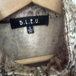 Y2K B.L.E.U. Leopard Snake Print Colorful Studded Rhinestone Zip Peplum Sweater Photo 2