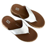 FitFlop F-Mode FlatForm Toe Post Sandals Silver Sz 6 Boho Chic Coastal Comfort Photo 0