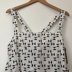 W By Worth NEW NWT Off White Black Border Print Criss Cross Strap Blouse Tank 10 Photo 1