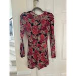 Reformation Red Tan Black Floral Print Long Sleeve Romper Photo 5