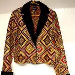 Vintage Silverado Tapestry Jacket Native American Print Made in USA Gold Size M Photo 0