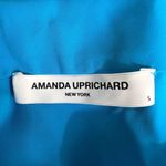 Amanda Uprichard Dress Blue Wrap Mini Short Sleeves Silky Small Photo 4
