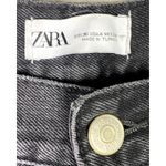 ZARA  Straight Leg High Rise Relaxed Fit Casual Button Fly Jeans 4 Black #4174 Photo 6