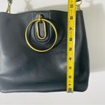 Nine West Soft Leather Black Handbag w Large Brass Gold Handles & Optional Strap Photo 13