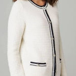 J. Jill Cardigan S L Contrast Trim‎ Sweater Jacket Nautical Coastal Beach Preppy Photo 1
