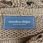Wooden Ships Open Knit Tunic Sweater Size M/L Bell Sleeve Cowl Neck Brown Photo 6
