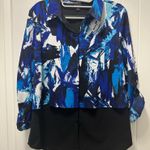 Attention Black Blue and White Blouse  Photo 0