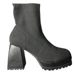 Womens 8.5 Sock Boots Platform Chunky Heel Booties Square Toe Slip On‎ Black Photo 6