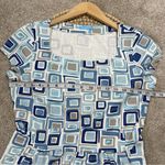 J. McLaughlin  Catalina Cloth Emma Dress Shortsleeve Square Neck Geometric Blue M Photo 10