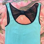 y2k vintage turquoise blue mesh bow open back tank top Photo 5