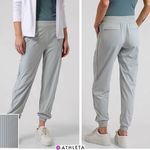 Athleta Brooklyn Textured Jogger Pants Sz 4 Subtle Stripe Coast Grey Photo 1