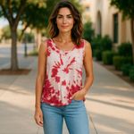 LuLaRoe 3XL Red White Tie-Dye Tank Top | Sleeveless Boho Casual Photo 1