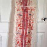 Sun & Shadow Womens Maxi Dress Embroidered Floral Rayon Size Medium Beige Red Photo 0
