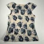 Ann Taylor Floral Print Top Pleated Cap Sleeve Blouse XS Photo 5