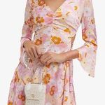 Maje NEW NWT  Rolille Ruched Satin Mini Dress In Flower Power Floral Print Photo 0