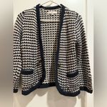 Loft  Navy and Cream Striped Cardigan‎ Size M Photo 2