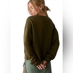 Pilcro Anthropologie  Womens Local Bands Only Crop Sweatshirt Olive Green Small Photo 3