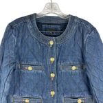 Ann Taylor  Quilted Denim Jacket Gold Button Mid Indigo Wash Size S Photo 6