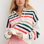 Aerie  Restart Quarter Zip Striped Cozy Soft Hoodie Photo 0
