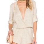 Anthropologie  Cloth & Stone Beige Snake Print Tencel Linen Romper Size XL Photo 0