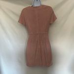AQUA Faux Suede Pink Dress Sz Medium Soft Girl Asymmetric Hem Faux Wrap Career Photo 6