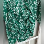ZARA  Jacquard Ballon Sleeve Knit Green White Floral Ruched Dress Size Large NWT Photo 9