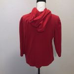 North Crest  red lace up 3/4 sleeve embroidered logo hooded shirt Photo 5