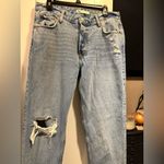 ZARA Distressed High Rise Straight Leg Loose Fit Jeans Photo 3